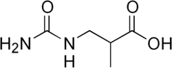 Skeletal formula of beta-ureidoisobutyric acid