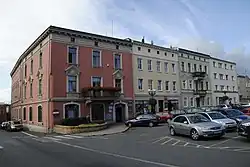Market Square in Biała with the gmina office on the left