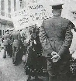 Black and Coloured women protesting against pass laws in Bloemfontein, Free State in 1913
