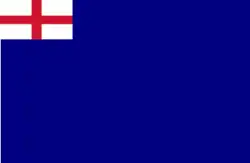 Blue ensign flown at the aft mast.