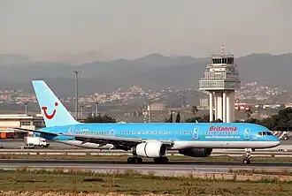 Britannia Boeing 757-200 in 2004, shortly before re-branding as Thomsonfly