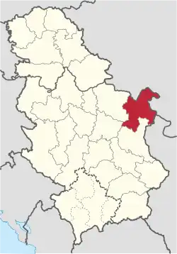 Location of district in Serbia