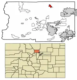 Location of Lyons in Boulder County, Colorado.