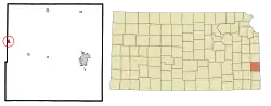 Location within Bourbon County and Kansas