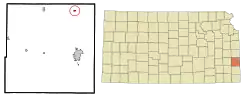 Location within Bourbon County and Kansas