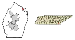 Location of Charleston in Bradley County, Tennessee.