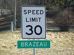 Brazeau, Missouri, road sign