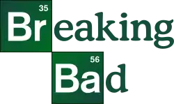 A green montage with the name "Breaking Bad" written on it—the "Br" in "Breaking" and the "Ba" in "Bad" are denoted by the chemical symbols for bromine and barium