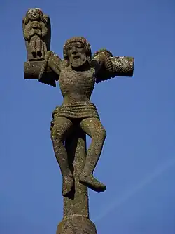 The "good" thief, an angel at his shoulder waits to carry off his soul