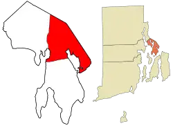 Location in Bristol County and the state of Rhode Island