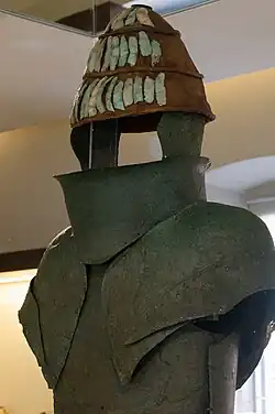 remains of boar's tusk helmet found in Chamber Tomb 12 at Dendra