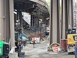 The lower banks undergoing renovation in 2023