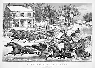 Image 73A Brush for the Lead at Sleigh Ride, by Thomas Worth (edited by Durova) (from Wikipedia:Featured pictures/Artwork/Others)