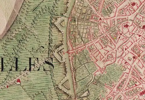 The Anderlecht Gate marked on the 18th-century Ferraris map
