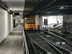 The turnback sidings (ahead) and depot access (right)