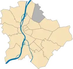 Location of District XV in Budapest (shown in grey)