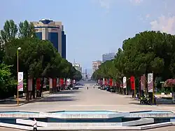 View from the south end of Mother Teresa Square