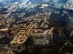Burlington from the air, looking east