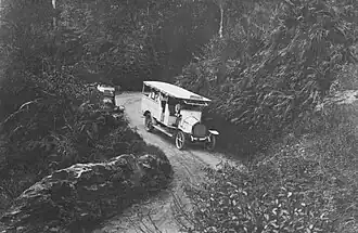 Government bus descending Sibolga's mountain road, June 1919