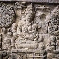 The bas-relief of Hariti on the inner northern wall of Mendut