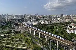 CR300AF running on the Hainan Eastern Ring High-Speed Railway.
