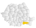 Map of Romania highlighting Călărași County