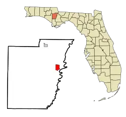 Location in Calhoun County and the state of Florida