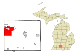 Location of Battle Creek within Michigan