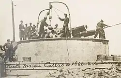 A Peruvian battery during the Battle of Callao (Peru) 1866
