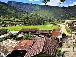Football field of Leimebamba from the stairs that rise to the museum