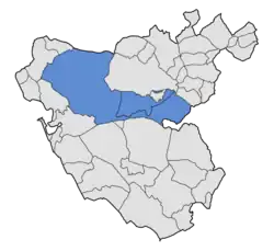 Location of Campiña de Jerez in the province of Cádiz