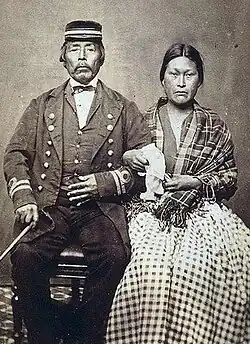 Captain Jack and his wife. c. 1868 (Kwakwakaʼwakw couple)