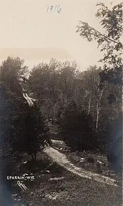 Car near the top of a dirt road near Ephraim; from a postcard postmarked in 1916