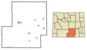 Location of Elk Mountain in Carbon County, Wyoming.