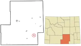 Location in Carbon County and the state of Wyoming
