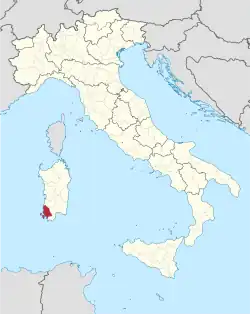 Location of the Province of Sulcis Iglesiente in Italy