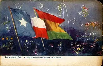 Carnival Flags—The Battle of Flowers, San Antonio (postcard, circa 1907–1911)