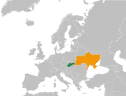 Map indicating locations of Slovakia and Ukraine