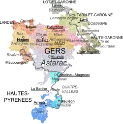 Astarac among gascon strongholds in the Middle Ages.