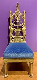 Chair (one of a pair) from the Gothic Cabinet of the Osmond Countess; by François-Honoré-Georges Jacob-Desmalter; before 1817–1820; gilt wood; unknown dimensions; Petit Palais (Paris)