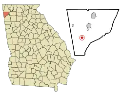 Location in Chattooga County and the state of Georgia