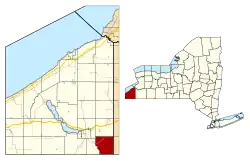 Location within Chautauqua County and New York state
