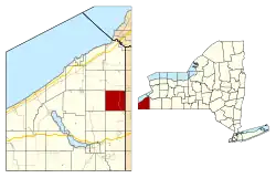 Location within Chautauqua County and New York state