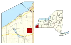 Location within Chautauqua County and New York state