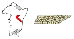 Location of Ashland City in Cheatham County, Tennessee
