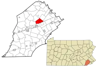 Location of Uwchlan Township in Chester County and of Chester County in Pennsylvania