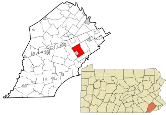 Location in Chester County and the state of Pennsylvania.