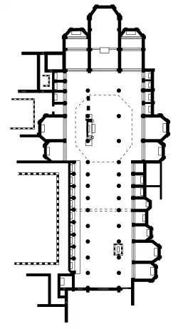 Architectural drawing showing the floor plan of the church.