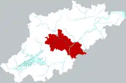 Location of Tonglu County within Hangzhou