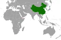 Map indicating locations of Djibouti and China